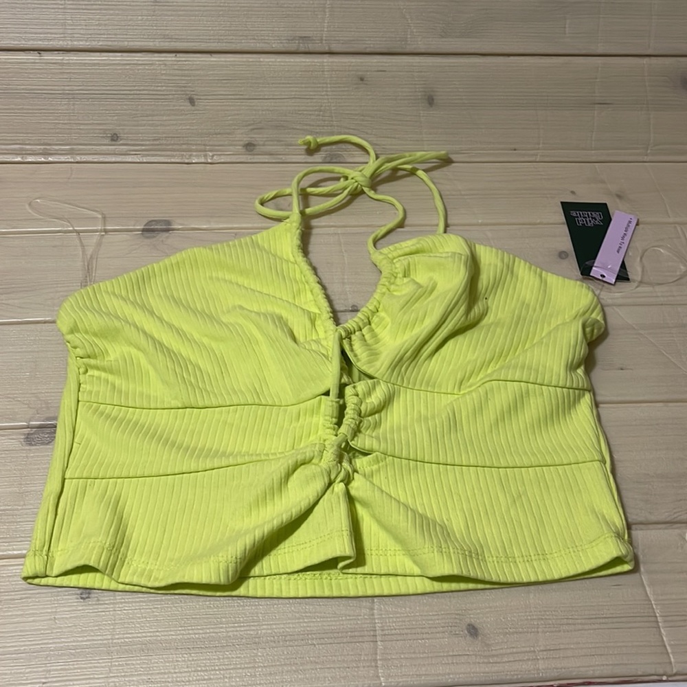 Women’s Lace Up Front Versatile tiny halter top Wild fable lime green Large NWT - Picture 4 of 8
